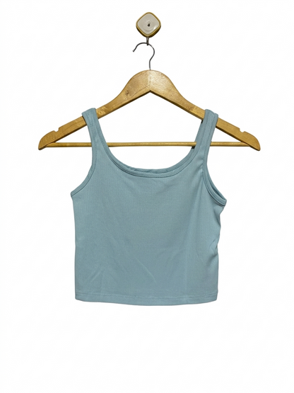 |S| BUST 13| B7| DUSTY BLUE RIBBED CROPPED TANK TOP