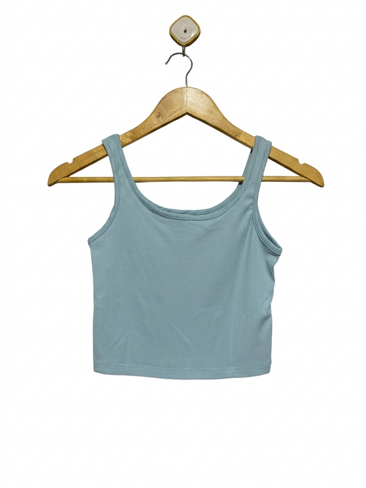 |S| BUST 13| B7| DUSTY BLUE RIBBED CROPPED TANK TOP
