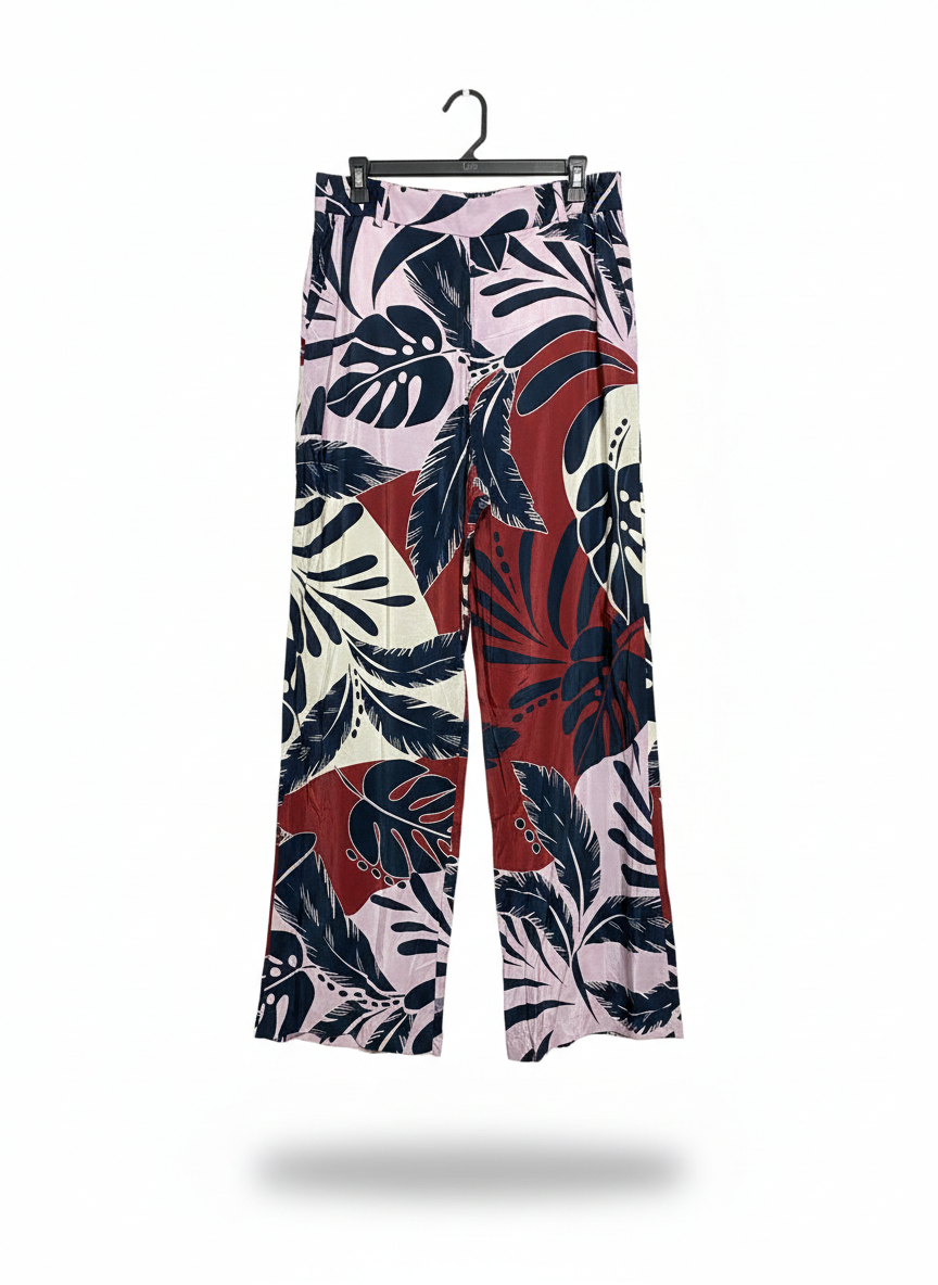 WITCHERY |XL| WAIST 32| TROPICAL PATTERN WIDE-LEG TROUSERS