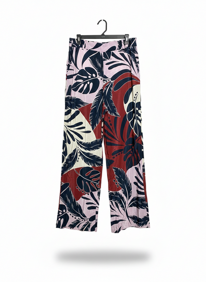 WITCHERY |XL| WAIST 32| TROPICAL PATTERN WIDE-LEG TROUSERS