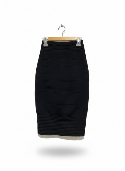 EVENTS |S| WAIST 20| Black High-Waist Bandage Pencil Skirt