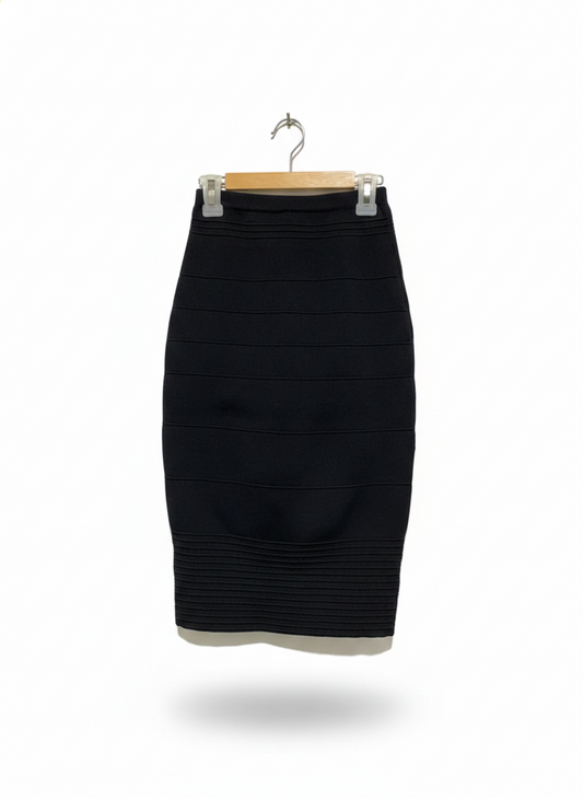 EVENTS |S| WAIST 20| Black High-Waist Bandage Pencil Skirt