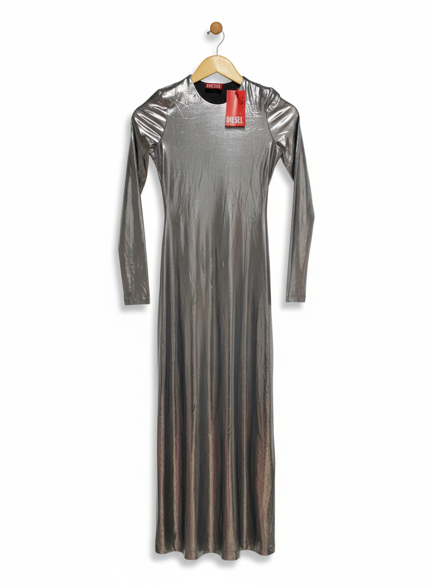 DIESEL |S| BUST 14| C3| MATHI METALLIC MAXI DRESS