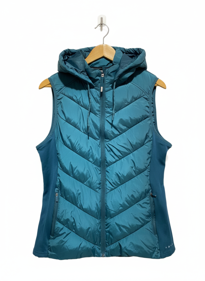 SOULUXE |S/M| BUST 19| Dark Teal Hooded Sports Gilet