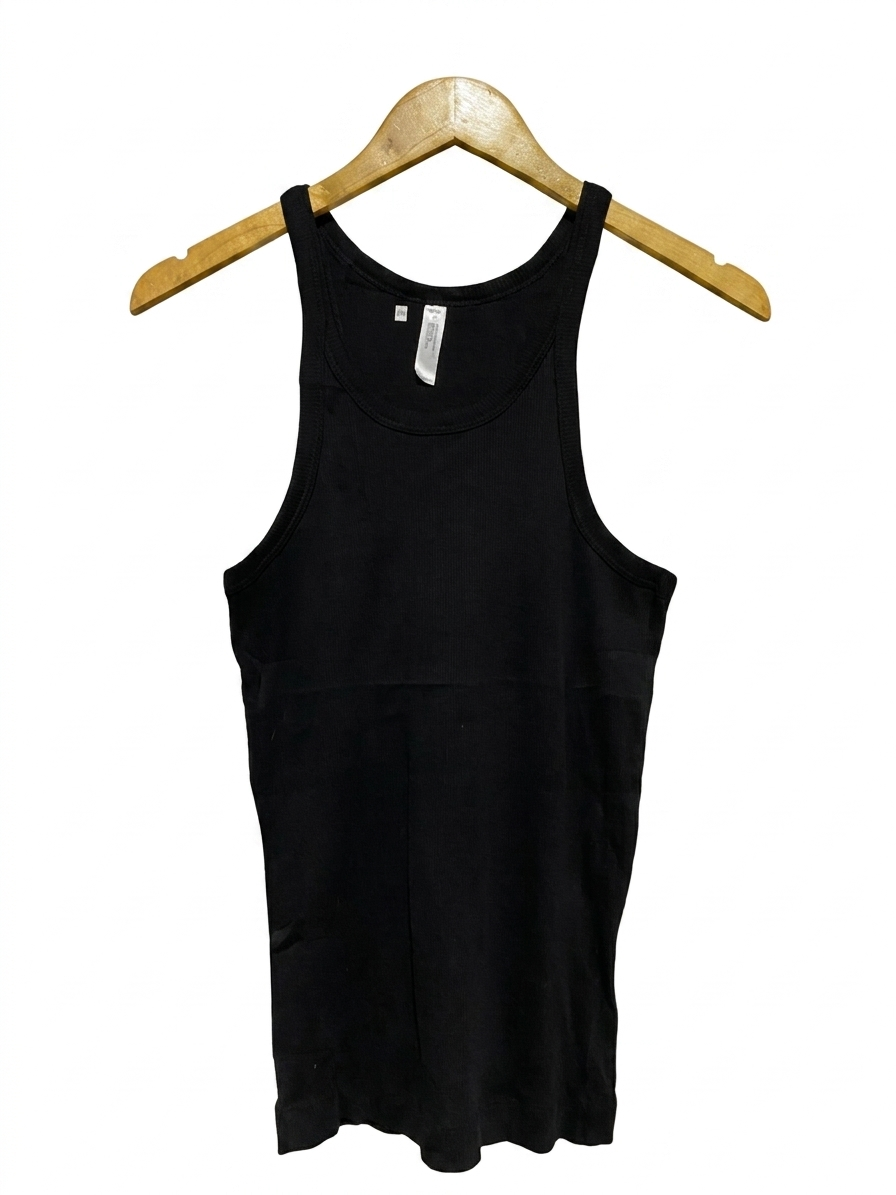 ANKO |M| BUST 14| B26| BLACK RIBBED ATHLETIC TANK TOP WITH SCOOP NECK