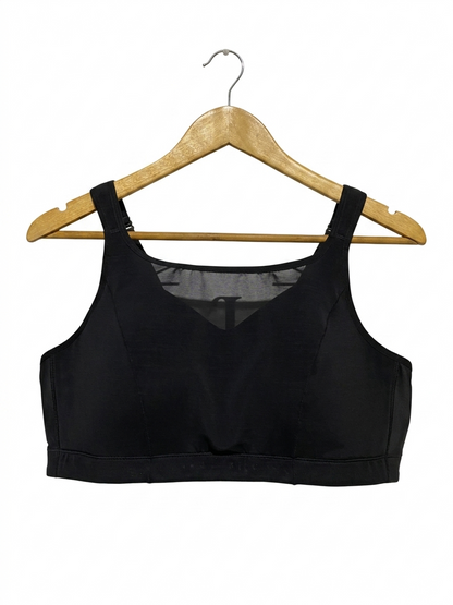 POP FLEX |XL| BUST 17| B26| BLACK PERFORMANCE SPORTS BRA WITH V-SHAPED MESH INSERT