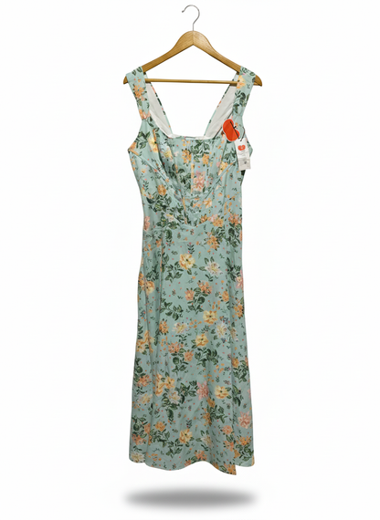 CIDER|XL|BUST 17|FLORAL PRINT SQUARE NECK MIDI DRESS