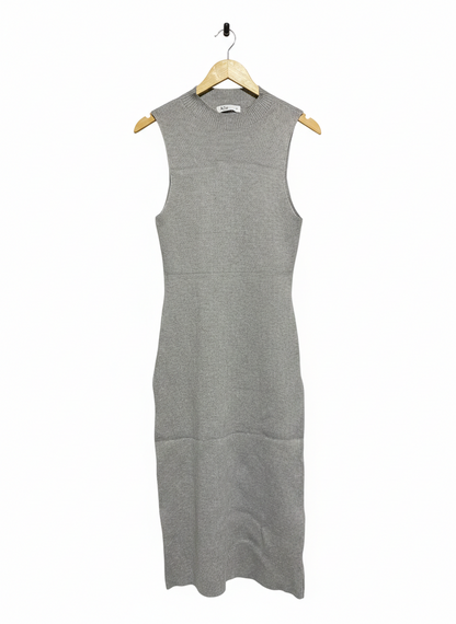 ALLY |S| BUST 14| Grey Ribbed Knit Midi Dress