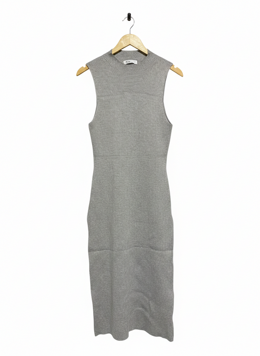 ALLY |S| BUST 14| Grey Ribbed Knit Midi Dress
