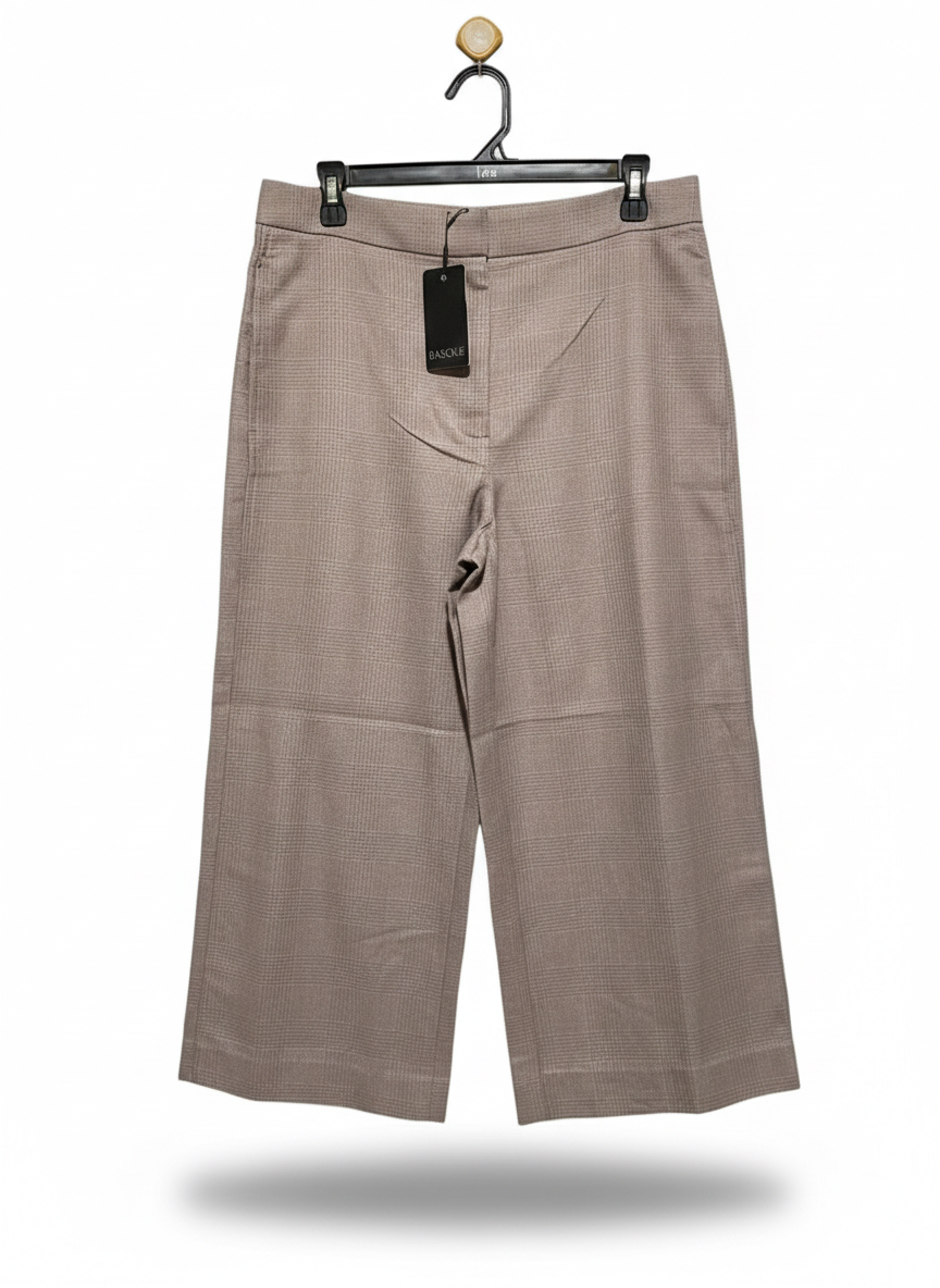 BASQUE |XL| WAIST 32| TAUPE PLAID WIDE-LEG CULOTTES