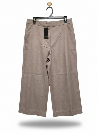 BASQUE |XL| WAIST 32| TAUPE PLAID WIDE-LEG CULOTTES