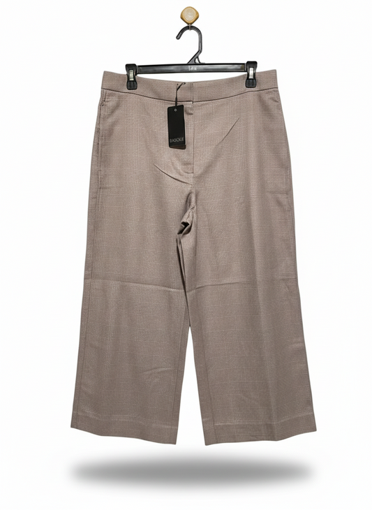 BASQUE |XL| WAIST 32| C8| TAUPE PLAID WIDE-LEG CULOTTES