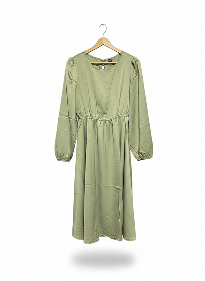 SHEIN |M| BUST 17| C3| SAGE GREEN ELASTIC WAIST MIDI DRESS