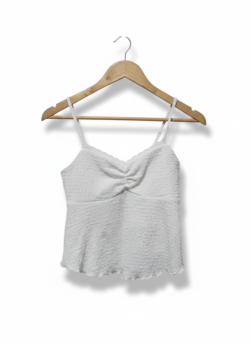 SHEIN |S|BUST 14|Twist Front Textured Crop Cami Top