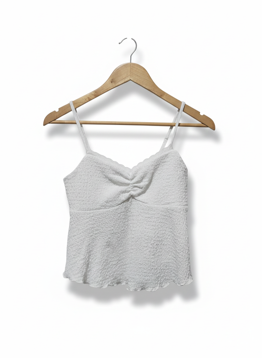 SHEIN |S|BUST 14|Twist Front Textured Crop Cami Top