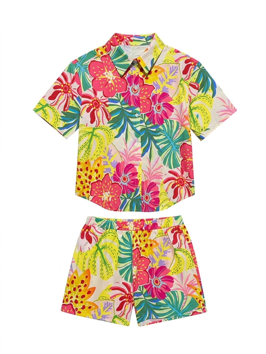 SHEIN |S| B5| VIBRANT TROPICAL FLORAL TWO-PIECE SET