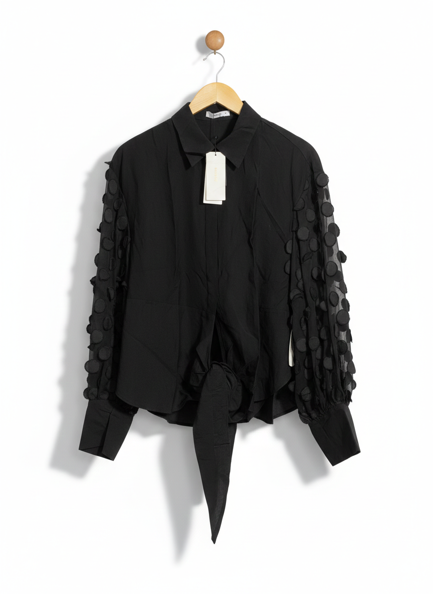 SHEIKE |L| BUST 22| ELEGANT SHEER PUFF SLEEVES WITH TEXTURED DOT DETAIL