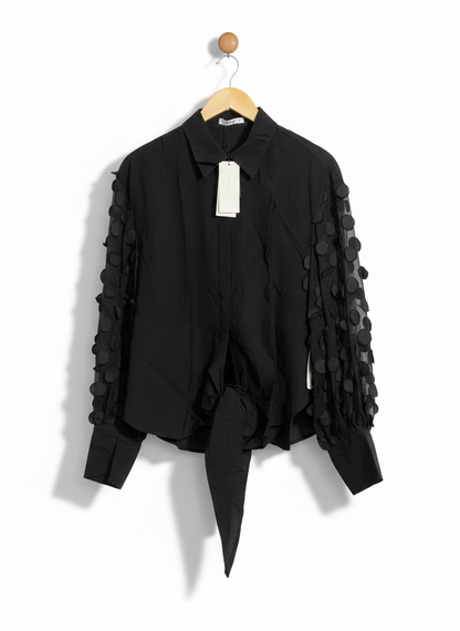 SHEIKE |L| BUST 22| ELEGANT SHEER PUFF SLEEVES WITH TEXTURED DOT DETAIL