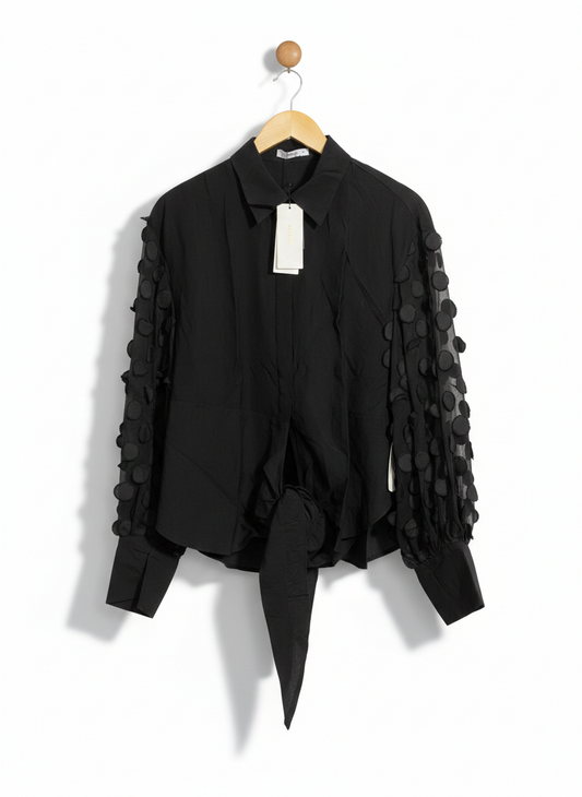 SHEIKE |L| BUST 22| ELEGANT SHEER PUFF SLEEVES WITH TEXTURED DOT DETAIL