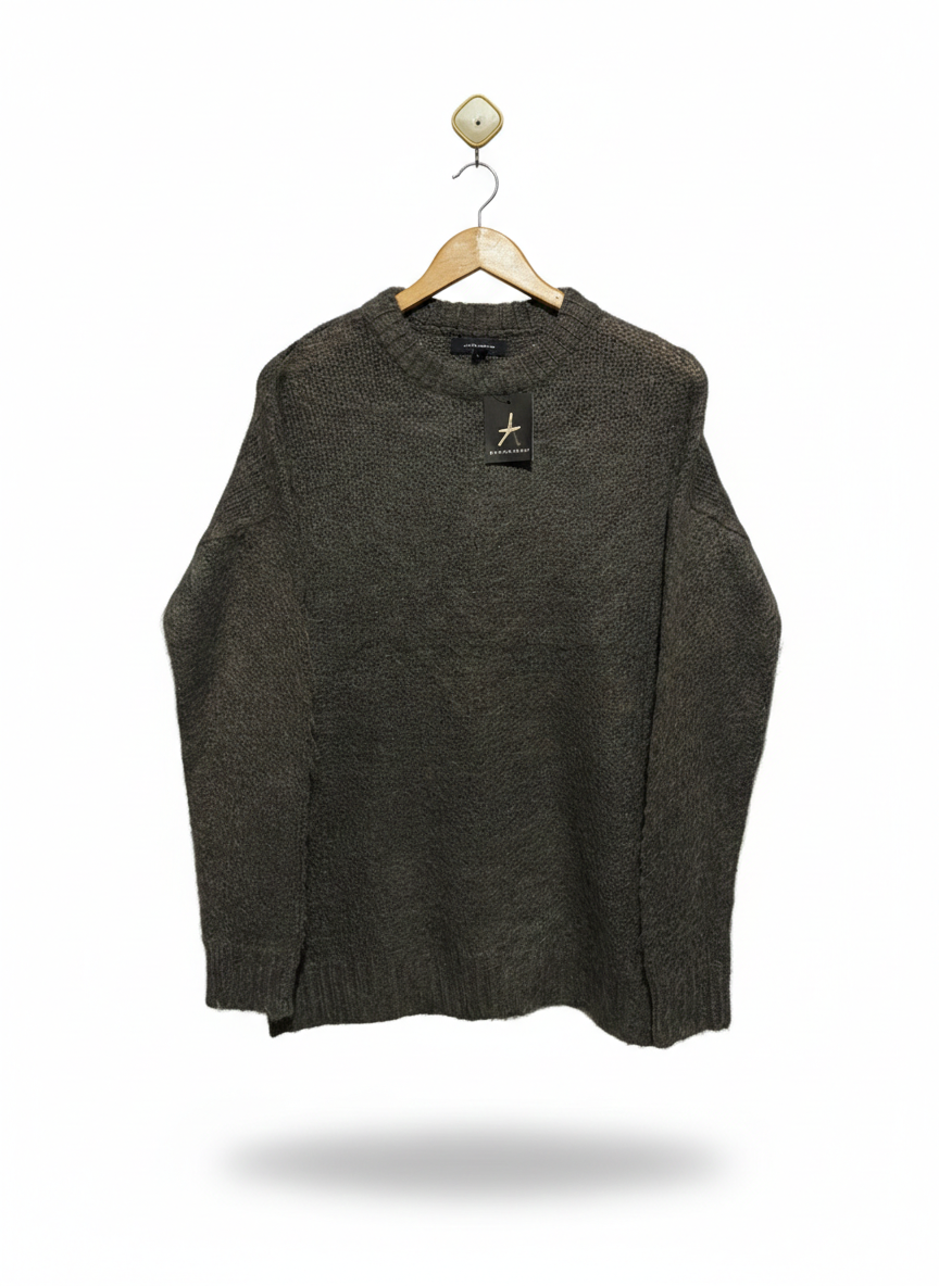 ATMO SPHERE |M| BUST 21| dark green textured knit crewneck sweater