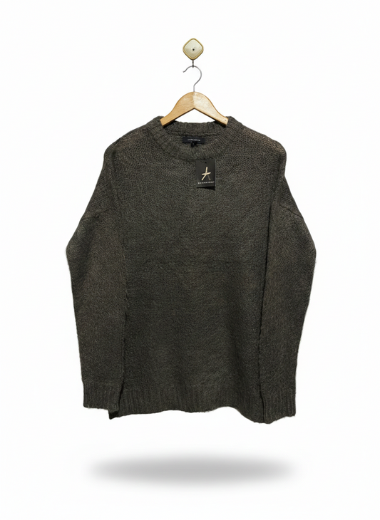 ATMO SPHERE |M| BUST 21| dark green textured knit crewneck sweater