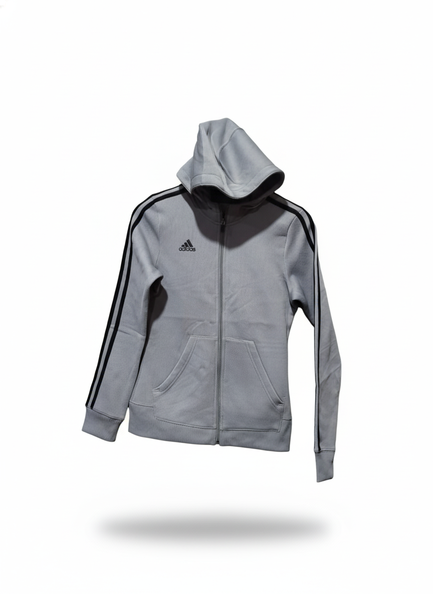 Adidas Essentials 3-Stripes Full-Zip Hoodie  Grey W-17 / L-24