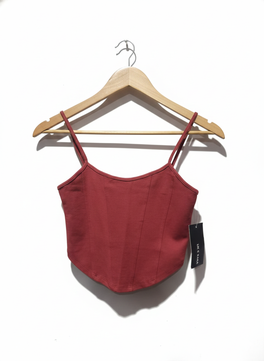 LIZ & SARA|S|BUST 13|Shape Red Corset Style Crop Top