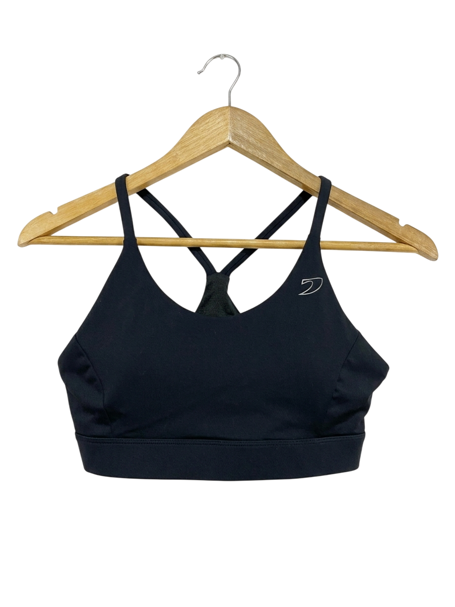 PONTOON |S| BUST 14| B26| PREMIUM BLACK STRAIGHT-BACK PERFORMANCE SPORTS BRA