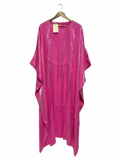 NEW  COLLECTION | L | BUST FREE| B9 | ELEGANT HOT PINK METALLIC SHEEN KAFTAN MAXI DRESS
