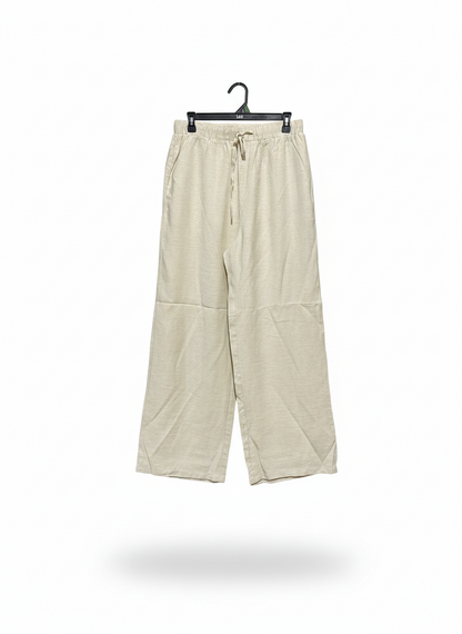 FOREVER |L| WAIST 30| C7| LINEN BLEND WIDE-LEG DRAWSTRING TROUSERS