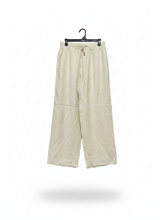 FOREVER |L| WAIST 30| C7| LINEN BLEND WIDE-LEG DRAWSTRING TROUSERS