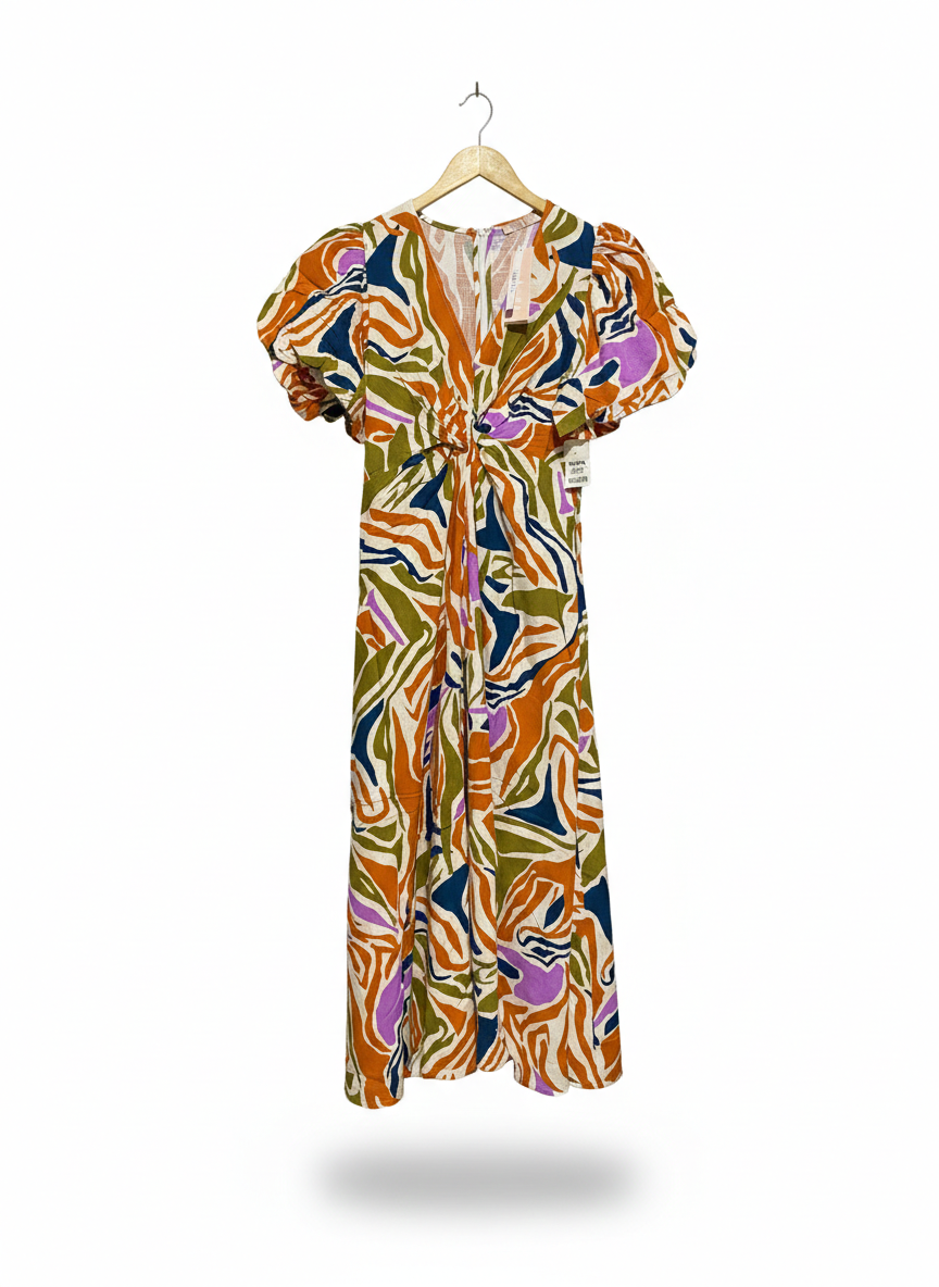 ECLECT |L| BUST 17| C3| MULTICOLOR TIGER-STRIPE ABSTRACT MAXI DRESS