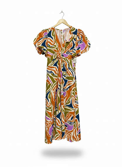 ECLECT |L| BUST 17| C3| MULTICOLOR TIGER-STRIPE ABSTRACT MAXI DRESS