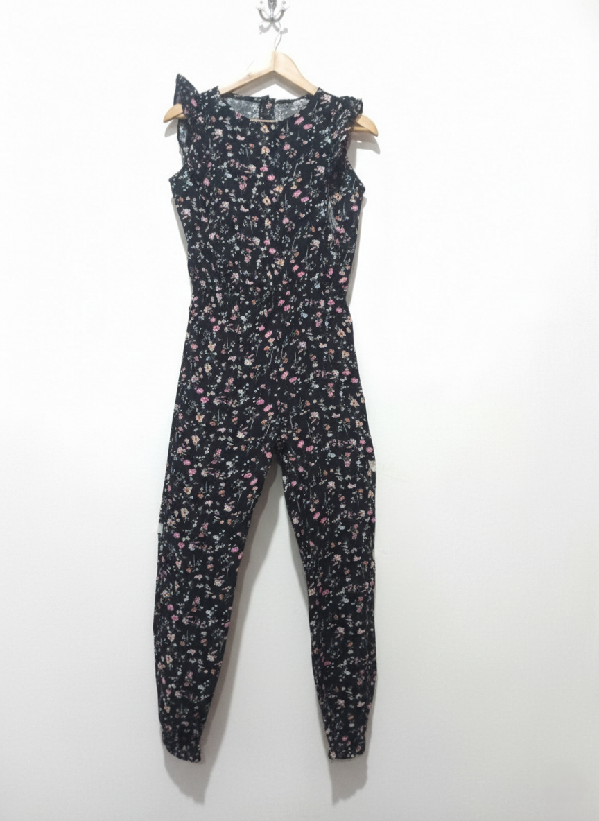 Primark 13-14 Years Black Floral Jumpsuit