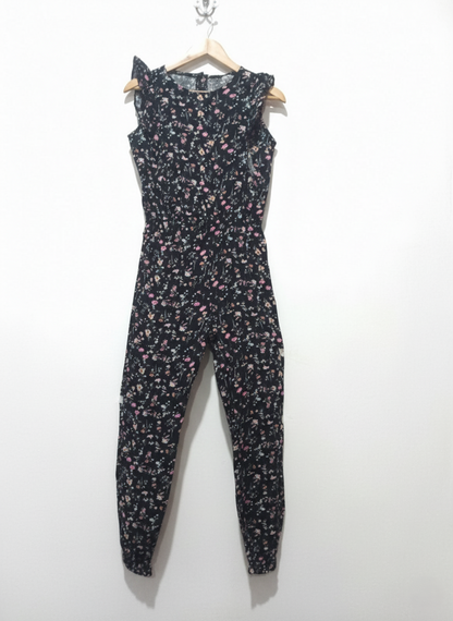 Primark 13-14 Years Black Floral Jumpsuit