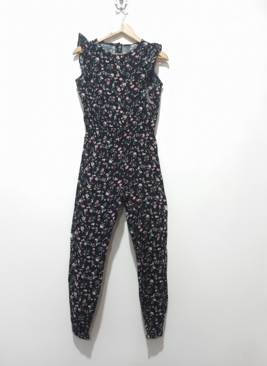 Primark 13-14 Years Black Floral Jumpsuit