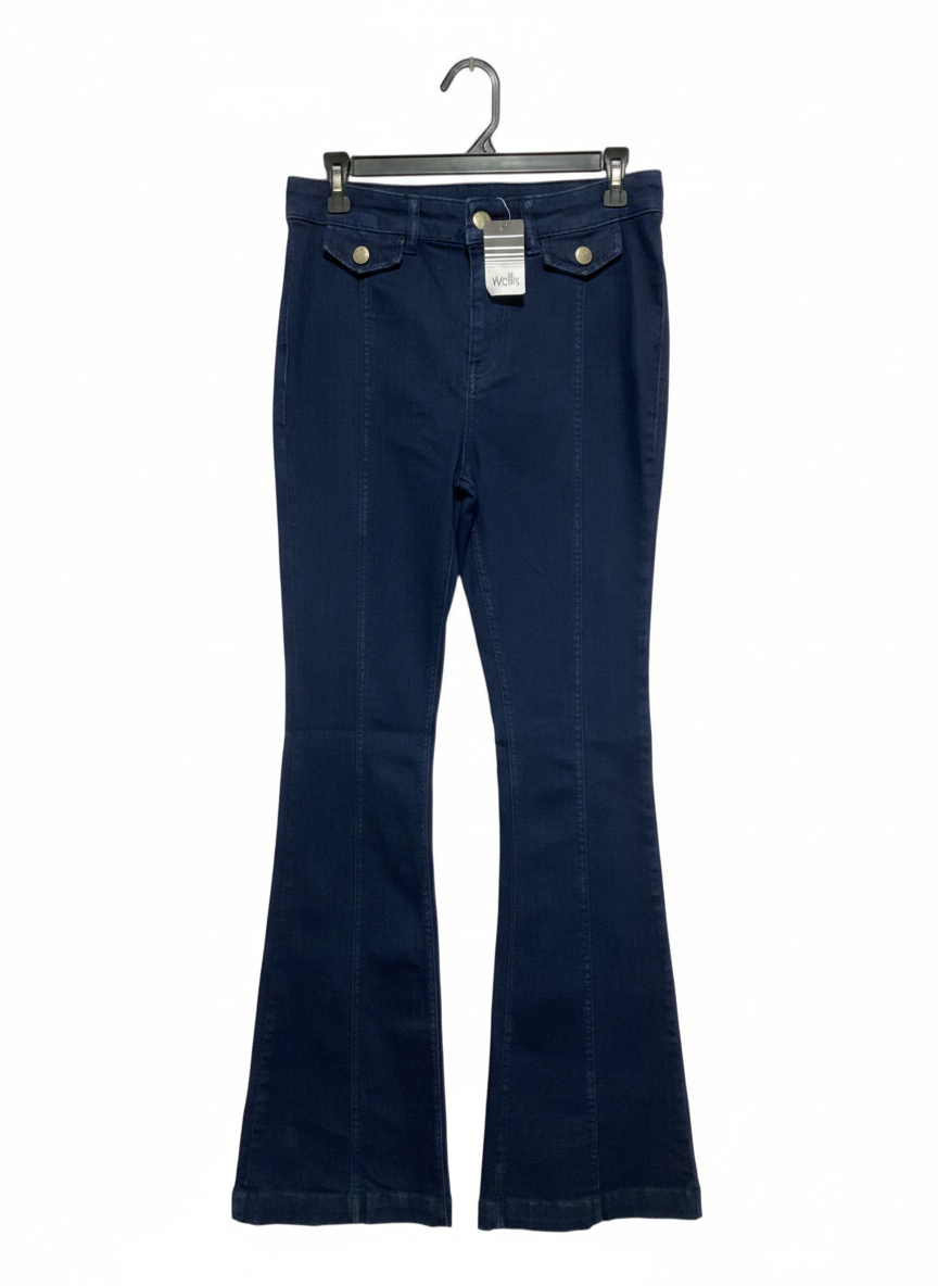 WALLIS |L| WAIST 30| DARK INDIGO HIGH-RISE FLARE JEANS