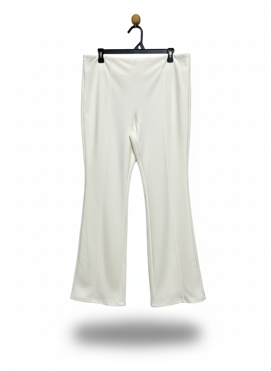 CREAM HIGH-RISE FLARE LOUNGE PANTS |XXL| WAIST 36|