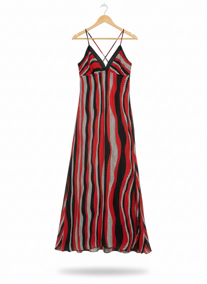 GLAM GIRL |M| BUST 15| C3| WOMEN'S VIBRANT WAVE PRINT MAXI DRESS