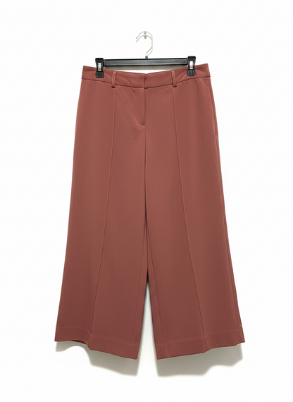 JACQUI E |L| WAIST 30| WOMEN'S HIGH-WAISTED WIDE-LEG CULOTTES - TERRACOTTA / ROSEWOOD