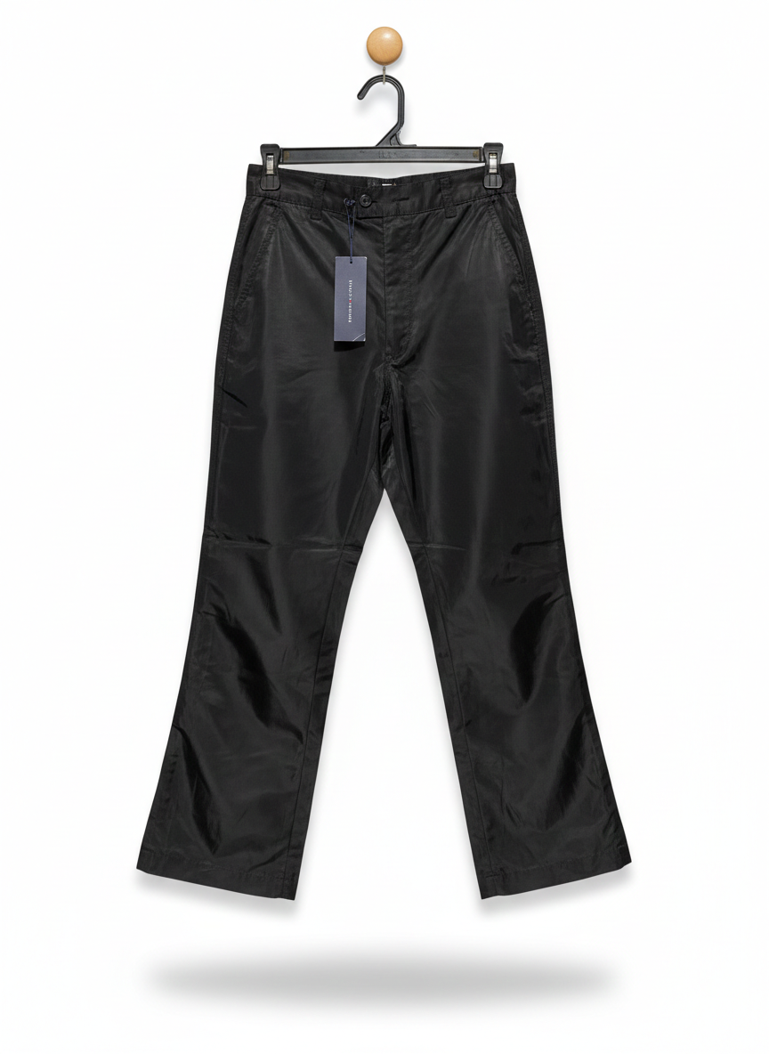 TOMMY HILFIGER  |S| WAIST 24| WOMEN’S BLACK TECHNICAL TROUSERS - SLEEK MID-RISE CHINO PANTS