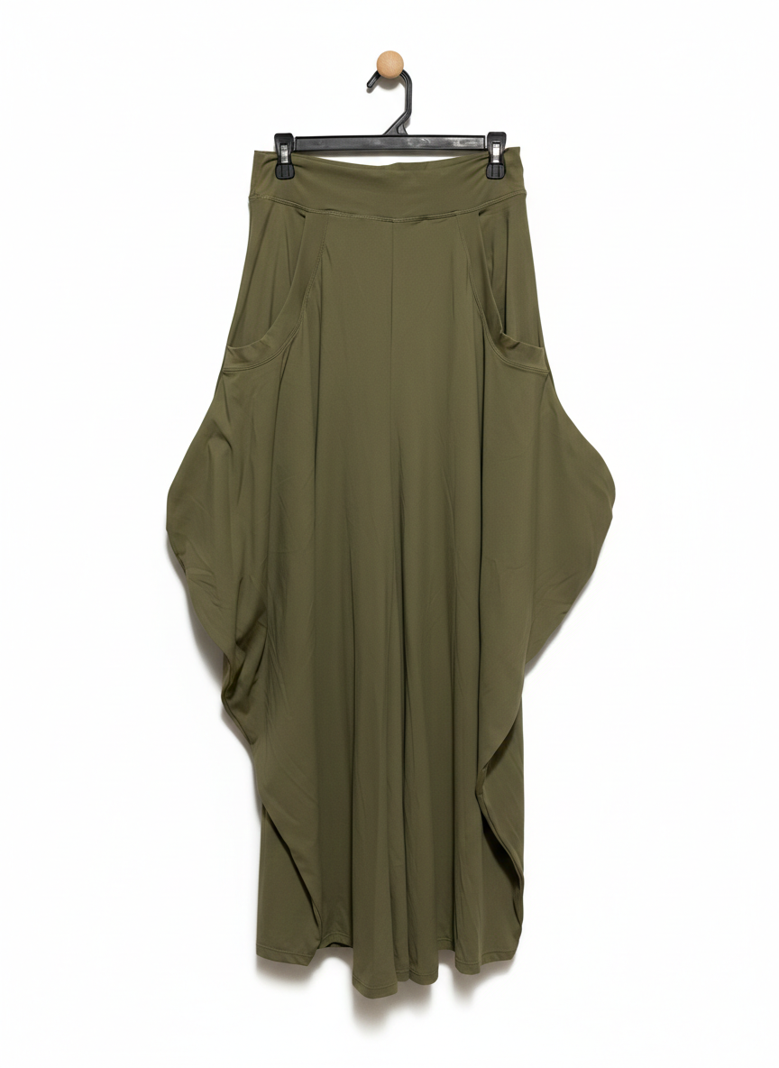 OLIVE GREEN DRAPED RELAXED HAREM PANTS |M| WAIST 28|