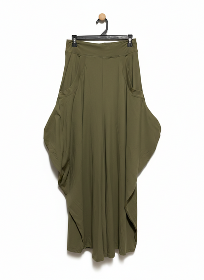 OLIVE GREEN DRAPED RELAXED HAREM PANTS |M| WAIST 28|