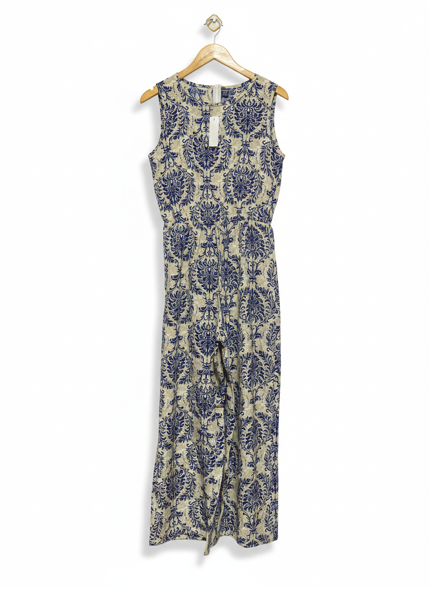 SHEIN |M| BUST 18| BLUE DAMASK PRINT SLEEVELESS MAXI DRESS