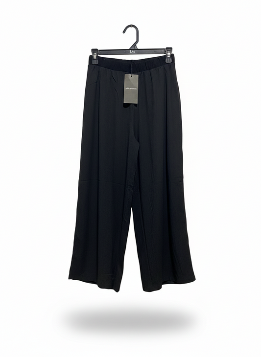 PINK WOMAN |XS| WAIST 26| BLACK WIDE-LEG ELASTIC WAIST TROUSERS