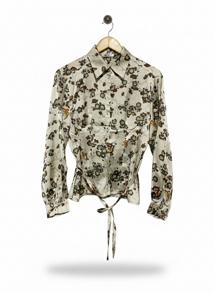 ZARA |M| BUST 19| LUXE CHAMPAGNE FLORAL SATIN BLOUSE