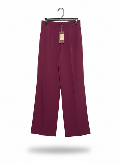 CHARM COLLECTION |M| WAIST 27| WOMEN'S HIGH-WAISTED WIDE-LEG TROUSERS IN BERRY