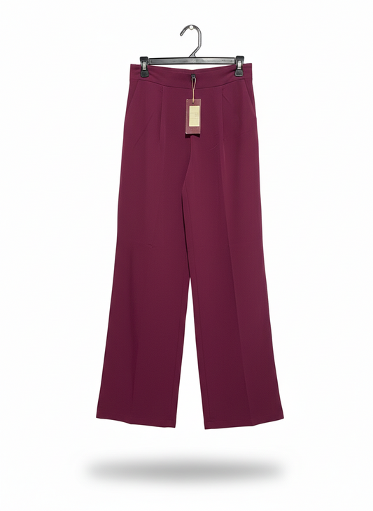 CHARM COLLECTION |M| WAIST 27| WOMEN'S HIGH-WAISTED WIDE-LEG TROUSERS IN BERRY