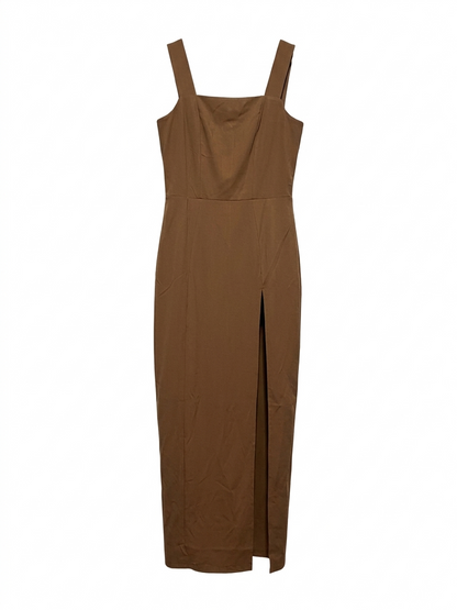 |S| BUST 15| B7| ZARA CHOCOLATE BROWN SQUARE NECK MAXI DRESS WITH FRONT SLIT