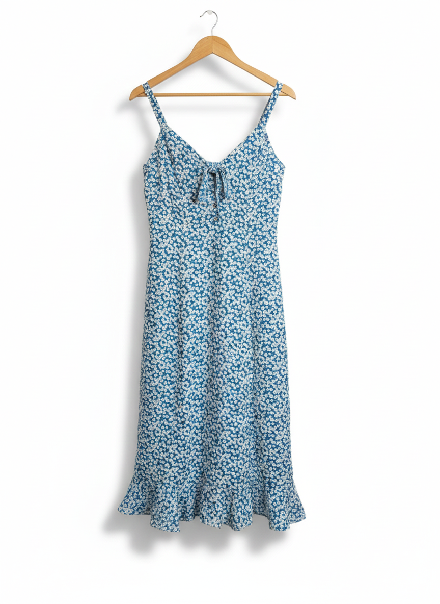 LULUS|S|BUST 15|Darling Daisies Blue Floral Print Midi Dress